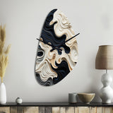 Black White Opt Art Rhythmic Pulses II - Asymmetric Metal Wall Clock