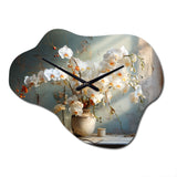 Beige Minimalism Orchids Still life - Asymmetric Metal Wall Clock