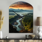 Oregon River Landscape III - Asymmetric Metal Wall Clock