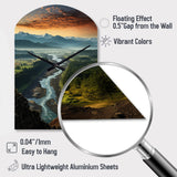 Oregon River Landscape III - Asymmetric Metal Wall Clock