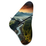 Oregon River Landscape III - Asymmetric Metal Wall Clock