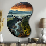 Oregon River Landscape III - Asymmetric Metal Wall Clock