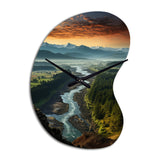 Oregon River Landscape III - Asymmetric Metal Wall Clock