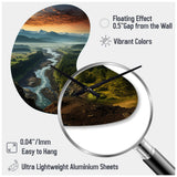 Oregon River Landscape III - Asymmetric Metal Wall Clock