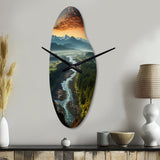 Oregon River Landscape III - Asymmetric Metal Wall Clock