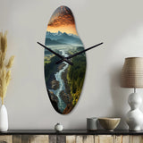 Oregon River Landscape III - Asymmetric Metal Wall Clock