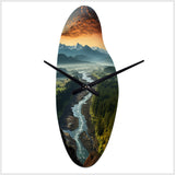 Oregon River Landscape III - Asymmetric Metal Wall Clock