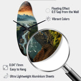 Oregon River Landscape III - Asymmetric Metal Wall Clock