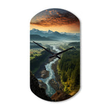 Oregon River Landscape III - Asymmetric Metal Wall Clock