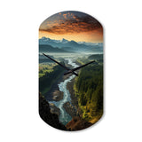 Oregon River Landscape III - Asymmetric Metal Wall Clock