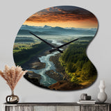 Oregon River Landscape III - Asymmetric Metal Wall Clock