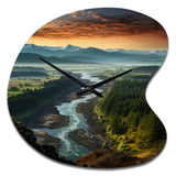 Oregon River Landscape III - Asymmetric Metal Wall Clock