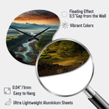 Oregon River Landscape III - Asymmetric Metal Wall Clock