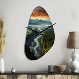 Oregon River Landscape III - Asymmetric Metal Wall Clock