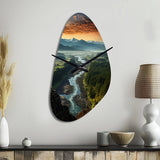 Oregon River Landscape III - Asymmetric Metal Wall Clock