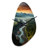 Oregon River Landscape III - Asymmetric Metal Wall Clock