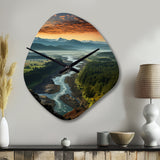 Oregon River Landscape III - Asymmetric Metal Wall Clock