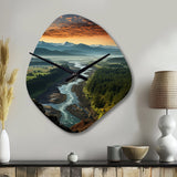 Oregon River Landscape III - Asymmetric Metal Wall Clock