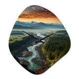 Oregon River Landscape III - Asymmetric Metal Wall Clock