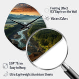 Oregon River Landscape III - Asymmetric Metal Wall Clock