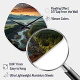 Oregon River Landscape III - Asymmetric Metal Wall Clock