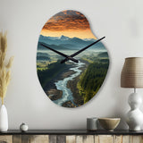 Oregon River Landscape III - Asymmetric Metal Wall Clock
