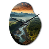Oregon River Landscape III - Asymmetric Metal Wall Clock