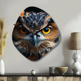 Browm Owl Animal Portrait II - Asymmetric Metal Wall Clock