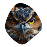 Browm Owl Animal Portrait II - Asymmetric Metal Wall Clock