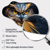 Yellow Owl Mesmerizing State III - Asymmetric Metal Wall Clock