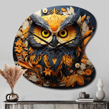 Yellow Owl Wise Owl Papercut - Asymmetric Metal Wall Clock