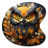Yellow Owl Wise Owl Papercut - Asymmetric Metal Wall Clock
