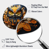 Yellow Owl Wise Owl Papercut - Asymmetric Metal Wall Clock