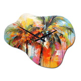 Popart Palm Trees I - Asymmetric Metal Wall Clock