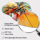 Popart Palm Trees I - Asymmetric Metal Wall Clock
