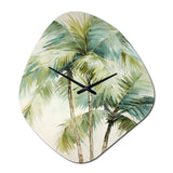 Green Minimalism Palm Trees I - Asymmetric Metal Wall Clock