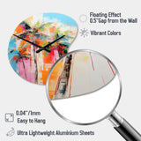 Palm Trees Palm V - Asymmetric Metal Wall Clock
