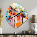 Palm Trees Palm V - Asymmetric Metal Wall Clock
