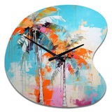 Palm Trees Palm VI - Asymmetric Metal Wall Clock
