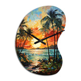 Orange Palm Trees Mosaic III - Asymmetric Metal Wall Clock