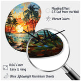 Orange Palm Trees Mosaic III - Asymmetric Metal Wall Clock
