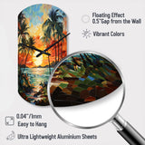 Orange Palm Trees Mosaic III - Asymmetric Metal Wall Clock