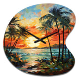 Orange Palm Trees Mosaic III - Asymmetric Metal Wall Clock