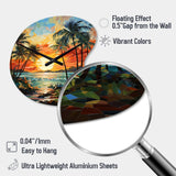Orange Palm Trees Mosaic III - Asymmetric Metal Wall Clock