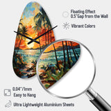 Orange Palm Trees Mosaic III - Asymmetric Metal Wall Clock