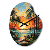 Orange Palm Trees Mosaic III - Asymmetric Metal Wall Clock