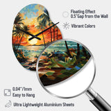 Orange Palm Trees Mosaic III - Asymmetric Metal Wall Clock