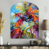 Popart Palm Trees II - Asymmetric Metal Wall Clock