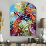 Popart Palm Trees II - Asymmetric Metal Wall Clock