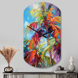 Popart Palm Trees II - Asymmetric Metal Wall Clock